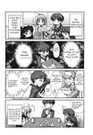  4girls artoria_pendragon_(all) comic eating emiya_shirou fate/stay_night fate_(series) food fujimura_taiga greyscale hard_translated highres matou_sakura monochrome multiple_boys multiple_girls saber toosaka_rin translated 