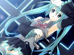  green_hair hatsune_miku headset long_hair nagareboshi ribbon skirt solo thighhighs twintails underwear vocaloid 