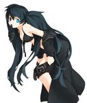  black_hair black_rock_shooter black_rock_shooter_(character) blue_eyes bra gloves lingerie long_hair mouth_hold ran_system solo star twintails underwear undressing 