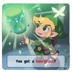  bf._(sogogiching) blonde_hair chibi ciela fairy holding holding_sword holding_weapon hourglass left-handed link male_focus pointy_ears solo sword the_legend_of_zelda the_legend_of_zelda:_phantom_hourglass toon_link typo weapon 