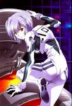  ass ayanami_rei back blue_hair bodysuit entry_plug jpeg_artifacts kawarajima_kou lcl looking_back neon_genesis_evangelion non-web_source plugsuit red_eyes short_hair solo white_bodysuit 