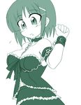  aizawa_sakuya between_breasts breasts chain green hair_ornament hairclip hayate_no_gotoku! ikebata_homura monochrome solo 