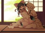  2girls anal anus armpits ass barefoot bdsm black_hair blonde_hair blush bondage bottomless bound bow breast_grab breasts clothed_sex cum cum_in_ass cum_inside decensored fat_mons futa_with_female futanari gap grabbing grass hair_bow hakurei_reimu hat hat_ribbon helpless indoors lace long_hair magic mouth_hold multiple_girls navel nipples open_mouth pantyhose penis photoshop portal_(object) precum purple_eyes pussy pussy_juice rape red_eyes restrained ribbon sex shaved_pussy shirt_lift spread_legs sweat takemura_sesshuu tatami touhou uncensored yakumo_yukari 