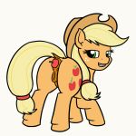  animated anus apple applejack_(mlp) blonde_hair clothing equine female food freckles friendship_is_magic fruit green_eyes hair hat horse mammal mkogwheel_(artist) my_little_pony pussy simple_background smile solo 