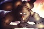  abs anthro aru biceps black black_fur breasts brown_eyes butt eyes_closed feline fur hair hot joh29 looking_at_viewer male mammal muscles nude original_character panther pecs smile tongue tongue_out 