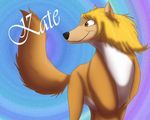  alpha_and_omega blonde_hair brown_eyes canine female feral hair kate mammal raised_tail smile solo unknown_artist wolf 