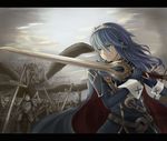  armor army blue_eyes blue_hair cape dragon falchion_(fire_emblem) fiction_(forged) fingerless_gloves fire_emblem fire_emblem:_kakusei gimurei gloves long_hair lucina nintendo sword tiara weapon 