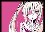  bandages eyepatch heart kageshitario karakuri_douji_ultimo lips mizho pink_eyes solo twintails white_hair 