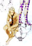  earrings jewelry jojo_no_kimyou_na_bouken multiple_boys necktie pannacotta_fugo purple_haze_(stand) sitting stand_(jojo) syaofoo white_hair 