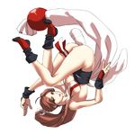  ass brown_hair fatal_fury hand_gesture panties pantyshot pixiv_manga_sample ponytail s_tanly shiranui_mai underwear upside-down upside_down 