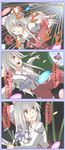  bad_id bad_pixiv_id black_hair bow comic danmaku fujiwara_no_mokou hair_bow houraisan_kaguya japanese_clothes kimono long_hair multiple_girls pants red_eyes shuga_(soranote) suspenders touhou translated very_long_hair white_hair 