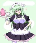  cup green_hair kobayakawa_chinu maid maid_headdress maid_uniform rance_(series) rance_quest teacup teapot wink zombie 