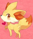  blush creature fennekin gen_6_pokemon heart hirano_kei looking_back no_humans orange_eyes pokemon pokemon_(creature) solo tail 