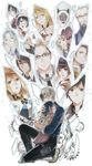  6+girls absurdres alvin_(tales) beard black_hair blonde_hair brown_eyes brown_hair cat elize_lutus elle_mel_martha facial_hair gaius_(tales) glasses green_hair highres ivar_(tales) jude_mathis julius_will_kresnik leia_rolando long_hair ludger_will_kresnik lulu_(tales) milla_maxwell multicolored_hair multiple_boys multiple_girls muzet_(tales) nova_(tales) red_eyes rowen_j._ilbert short_hair smile tales_of_(series) tales_of_xillia tales_of_xillia_2 teepo_(tales) two-tone_hair vel_(tales) white_hair xino 