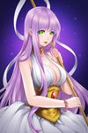  athena_(saint_seiya) bad_id bad_pixiv_id bare_shoulders bracelet breasts choker cleavage collarbone flower_bracelet green_eyes jewelry kido_saori large_breasts long_hair parted_lips purple_hair saint_seiya shainea solo staff star_(sky) very_long_hair 