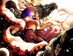  capelet cloud dragon frills hat kimitoshiin looking_up nagae_iku purple_hair red_eyes shawl short_hair skirt solo touhou 