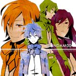  allelujah_haptism bad_id bad_pixiv_id celestial_being_uniform gundam gundam_00 jacket lockon_stratos lyle_dylandy male_focus multiple_boys setsuna_f_seiei tieria_erde tsu 