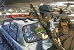  aircraft airplane ak-47 androgynous angry assault_rifle bad_deviantart_id bad_id bird breasts car cleavage clipboard cyrillic f-104_starfighter female_service_cap frown goggles ground_vehicle gun hat jacket jet medium_breasts military motor_vehicle multiple_girls on_vehicle open_mouth original peaked_cap police police_uniform policewoman rifle road_sign russia russian seagull short_hair sign sitting sky soviet translated uniform weapon yahagi_yuhichi 