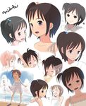  angry bad_id bad_pixiv_id brown_eyes brown_hair collarbone copyright_request expressions face flat_chest hair_bobbles hair_ornament happy highres kokudou_juunigou laughing short_hair short_ponytail side_ponytail signature sleepy tears 