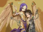  1girl adrian_ferrer akroma angel armor chibi ixidor magic:_the_gathering purple_eyes purple_hair self_upload sword weapon wings 