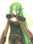  breasts gloves green_hair long_hair medium_breasts pheles piku shakugan_no_shana smile solo 