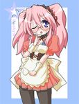  alternate_costume asahina_mikuru asahina_mikuru_(cosplay) bad_id bad_pixiv_id blush cosplay enmaided glasses heppoko_r lucky_star maid one_eye_closed pantyhose solo suzumiya_haruhi_no_yuuutsu takara_miyuki 