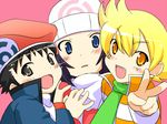  2boys bad_id bad_pixiv_id beanie beret diamond_(pokemon) hat i! multiple_boys pearl_(pokemon) platinum_berlitz pokemon pokemon_special v 