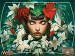  1280x960 elf flower lipstick magic:_the_gathering magic_the_gathering makeup mayael_the_anima pointy_ears white_eyes 