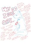  ace acethebigbadwolf anthro clothing digital_drawing_(art) frown fur hi_res looking_away male plain_background sad sadness sketch text white_background 