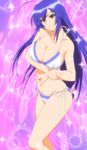  1girl bare_shoulders bikini blue_hair breasts brown_eyes cleavage highres hips kurokami_medaka large_breasts legs long_hair looking_at_viewer medaka_box navel pose posing simple_background smile solo standing swimsuit thighs very_long_hair 