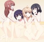  4girls barefoot black_hair blonde_hair blue_eyes blue_hair breasts brown_eyes brown_hair caryo character_request eyes_closed kneeling laughing long_hair minami-ke minami_chiaki minami_touma multiple_girls nude open_mouth short_hair sitting small_breasts smile uchida_yuka water yellow_eyes yoshino_(minami-ke) 