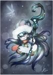  alternate_costume animal_ears artist_request blue_eyes blue_hair boots cat_ears dated dress fairy gloves hat highres league_of_legends long_hair lulu_(league_of_legends) pix signature smile solo staff wings 