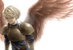  armor backlighting belt blonde_hair buckle expressionless feathered_wings kaiko_(loftdip) live_a_live male_focus oersted pauldrons red_eyes simple_background solo spoilers wings 