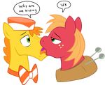  bow_tie dialog dialogue equine feral freckles friendship_is_magic fur gay green_eyes hair hat horse kissing male mammal mr_cake_(mlp) my_little_pony nannurs orange_hair pony red_fur text yellow_fur yoke 