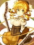  beret blonde_hair drill_hair gun hair_ornament hat long_hair magical_girl magical_musket mahou_shoujo_madoka_magica mashayuki skirt skirt_lift smile solo tomoe_mami twin_drills twintails weapon yellow_eyes 