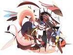  capelet cresselia crossover gen_1_pokemon gen_2_pokemon gen_3_pokemon gen_4_pokemon gorebyss hat hat_ribbon lanturn milotic nagae_iku pokemon pokemon_(creature) pokemon_(game) purple_hair red_eyes ribbon seaking shawl short_hair siirakannu touhou 