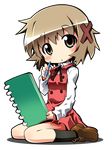  absurdres brown_eyes brown_hair hidamari_sketch highres izuno_kenta pencil school_uniform serafuku short_hair sketchbook vector_trace yuno 