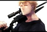 blonde_hair blue_eyes gun jormungand kogitetuosero lutz male_focus rifle sniper_rifle solo weapon 