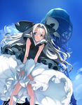  absurdres airi_(robotics;notes) blue_eyes day dress fukuda_tomonori highres long_hair official_art ribbon robotics;notes silver_hair sky solo 