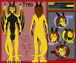  black_markings black_penis border brown_hair claws color_swatch dragon electricity expressions flaccid hair horn male markings model_sheet nude penis ribbed_penis ridges scalie shalone_howard_(sk) solo spikes tyro_thunderdrone wings yellow yellow_skin 