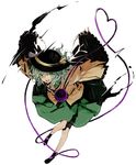  :d green_eyes green_hair hat heart heart-shaped_pupils heart_of_string komeiji_koishi long_hair minakata_sunao open_mouth outstretched_arms simple_background skirt smile solo spread_arms symbol-shaped_pupils third_eye touhou white_background 