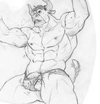  angry anthro balls biceps bovine breath bulge cattle clothed clothing exhale flexing fur half-dressed horn male mammal muscles nipples pecs penis pose ripping_clothes sketch solo speedo swimsuit thong topless torn_clothing underwear vein 