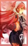  armor fire_emblem fire_emblem:_kakusei hairband long_hair ponytail red_eyes red_hair sakuno_shion serge_(fire_emblem) solo 