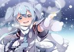  bad_id bad_pixiv_id blush detached_sleeves gloves grey_eyes hair_ribbon hatsune_miku headset long_hair long_sleeves looking_at_viewer necktie open_mouth ribbon scarf shirt silver_hair skirt smile snowing solo twintails u35 very_long_hair vocaloid white_gloves white_scarf wide_sleeves winter_clothes yuki_miku 