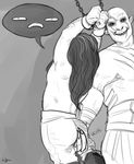  bald black_and_white bound butt butt_grab claws clothed clothing dwarf gay grope hair half-dressed humanoid imminent_rape long_hair male monochrome not_furry orc scar shackles size_difference the_hobbit thorin thorin_oakenshield topless uncolored unknown_artist 