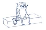  blue blue_and_white cbrye leaking looking_at_viewer male mammal penis precum presenting raccoon regular_show rigby simple 