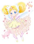  bare_legs blonde_hair blue_eyes blush candy_(smile_precure!) chiririn choker double_bun earrings full_body head_wings heart jewelry outstretched_arms personification precure royal_candy shoes short_hair skirt smile smile_precure! solo spread_arms white_bloomers white_choker 