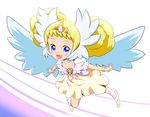  blonde_hair blue_eyes blush candy_(smile_precure!) choker dress head_wings ishikkoro open_mouth personification precure royal_candy short_hair smile smile_precure! tiara white_choker wings 