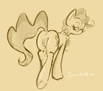 butt cutie_mark dovne equine eyewear female feral friendship_is_magic hair horse looking_back mammal mayor_mare_(mlp) monochrome my_little_pony plain_background pony presenting pussy smile solo 