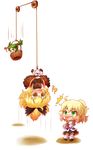  /\/\/\ 3girls ? arinu arm_warmers blonde_hair bloomers bloomers_pull blush bow brown_dress brown_eyes bucket chibi covering covering_crotch dress green_eyes green_hair hair_bobbles hair_bow hair_ornament hanging highres in_bucket in_container kisume kurodani_yamame long_sleeves mizuhashi_parsee multiple_girls open_mouth ponytail pulley shirt short_sleeves skirt surprised tears touhou twintails underwear upside-down v_arms 